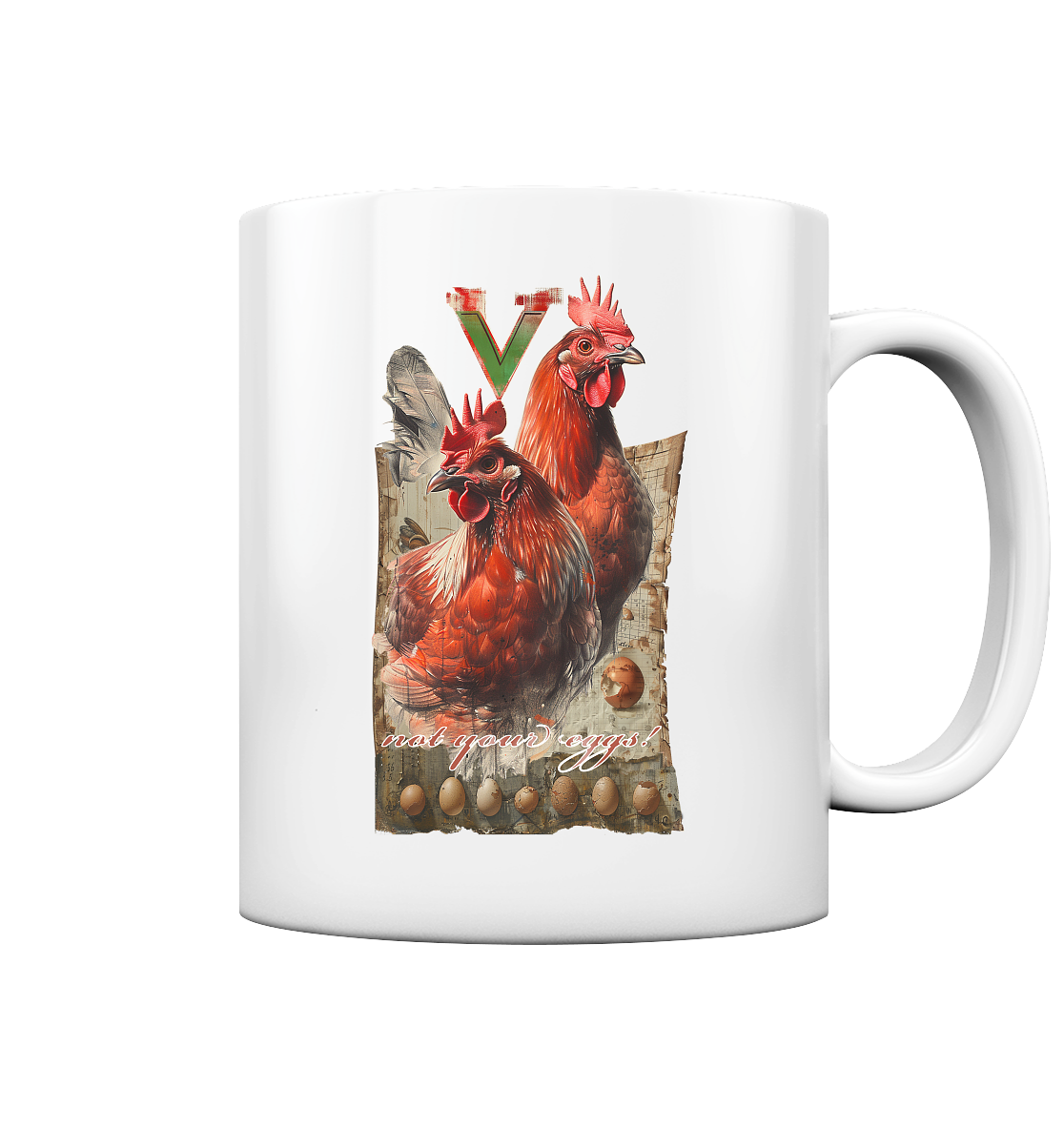 Motif “not your eggs” coffee cup