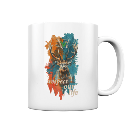 vegwear "respect our life - Hirsch" - Kaffee Tasse glossy