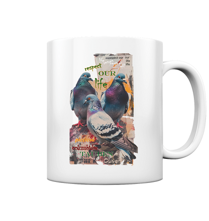 vegwear "respect our life - Tauben" - Kaffee Tasse glossy