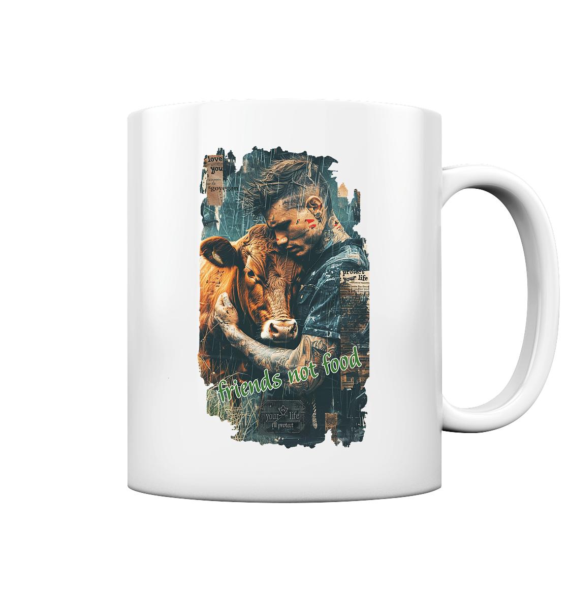 Motiv "friends not food" - Kaffee Tasse