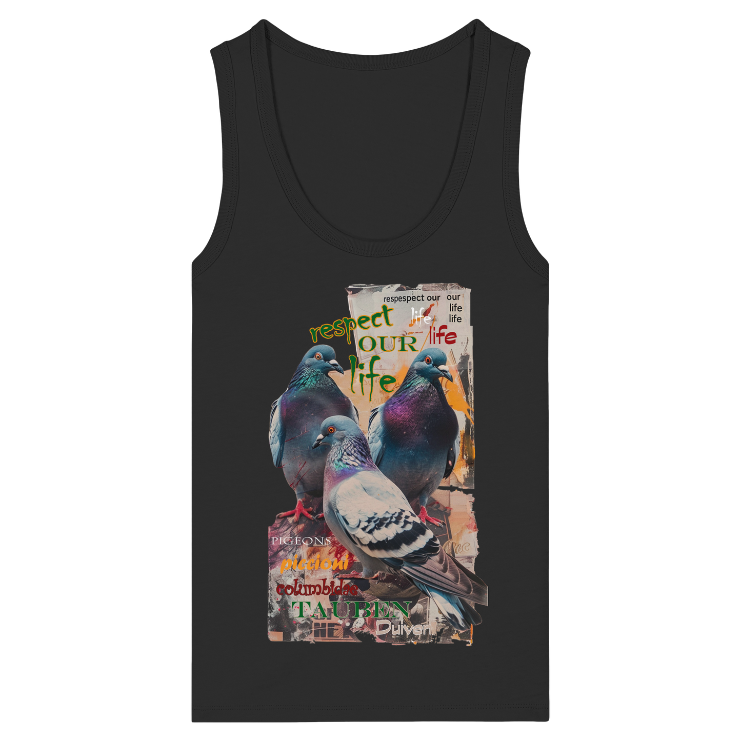 respect our life - Tauben - Kollektion dtf - Womens Organic Fitted Tank Top