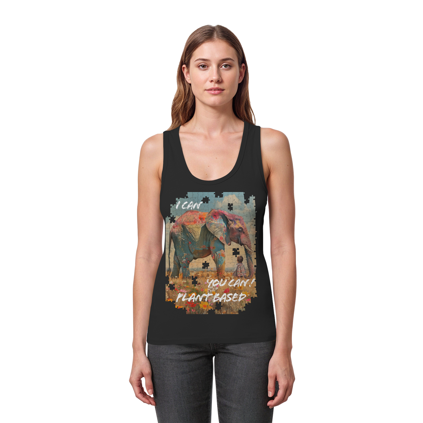 vegwear "I can you can"- eng geschnittenes Damen Tank Top, bio, vegan