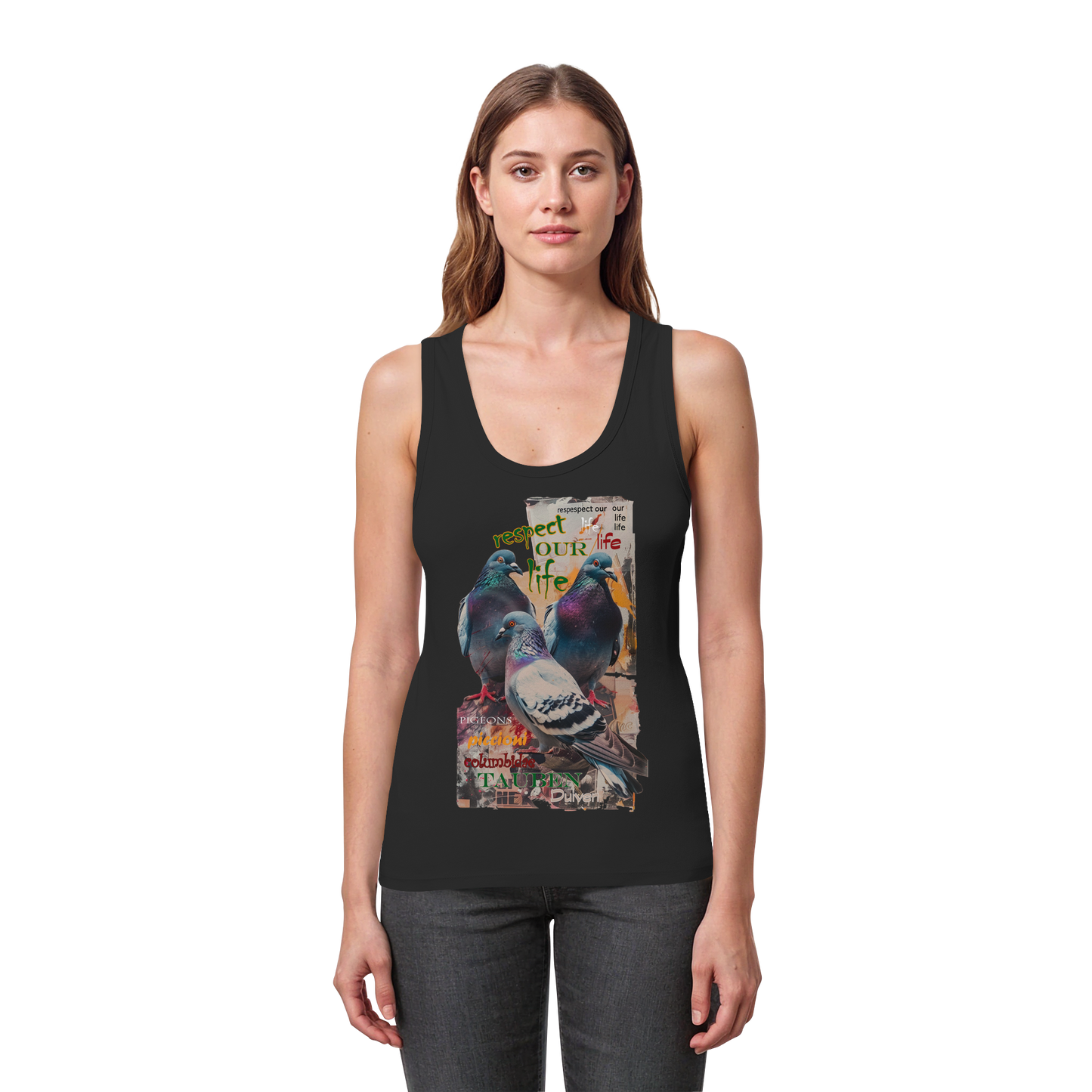 respect our life - Tauben - Kollektion dtf - Womens Organic Fitted Tank Top