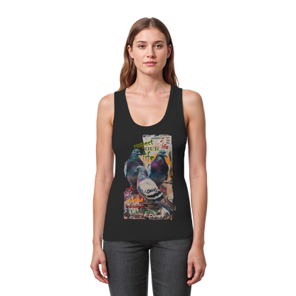 respect our life - Tauben - Kollektion dtf - Womens Organic Fitted Tank Top