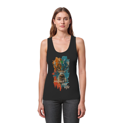 vegwear "respect our life - Hirsch" - eng geschnittenes Damen Bio Tank Top