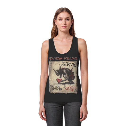 vegwear "why does evil" - Damen Bio Tank Top