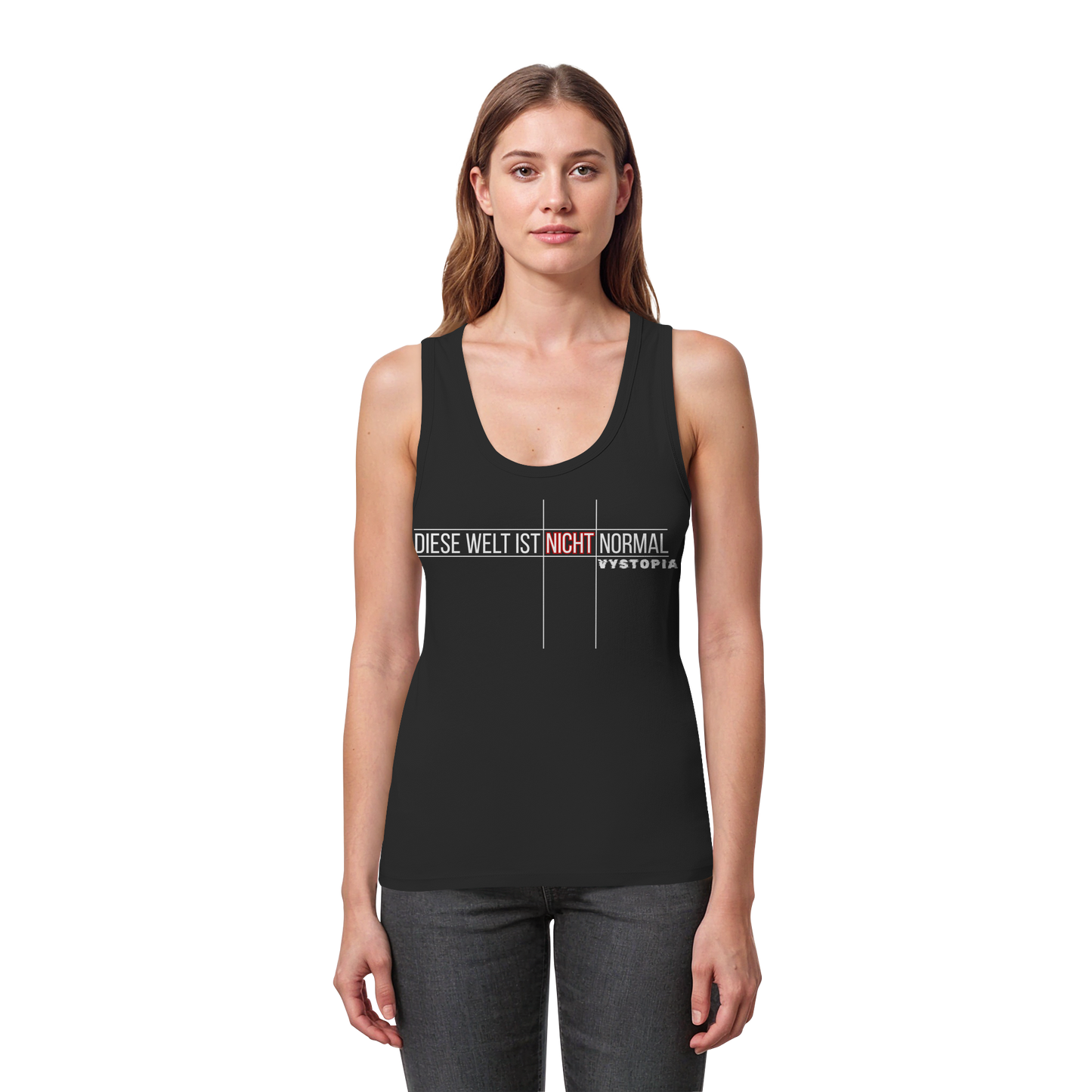 vegwear "Diese Welt ist nicht normal" - eng geschnittenes Damen Bio Tank Top
