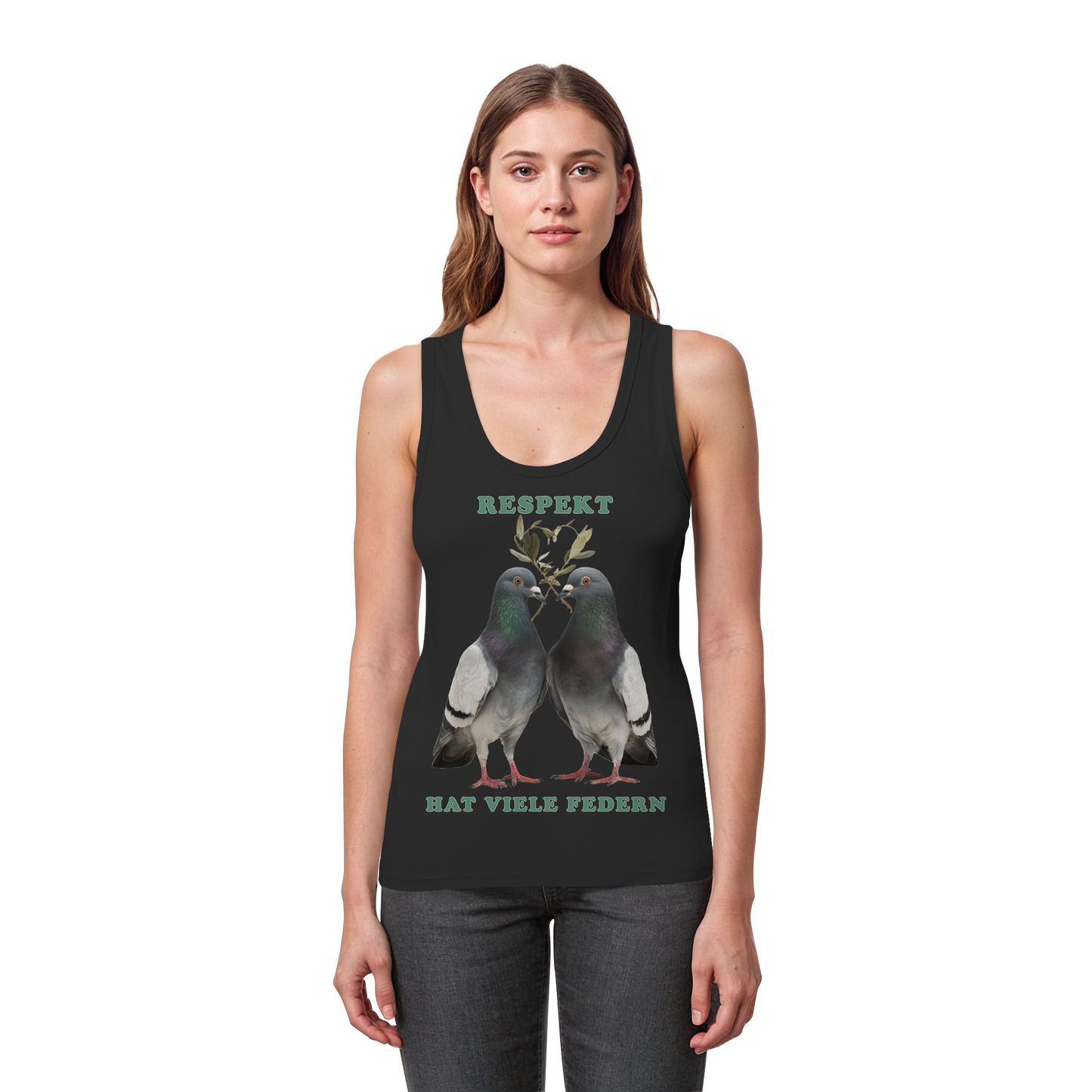 vegwear "Respekt hat viele Federn" - eng geschnittenes Damen Tank Top