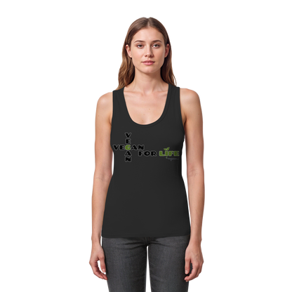 vegwear ""vegan for life - eng geschnittenes Damen Tank Top bio vegan fair
