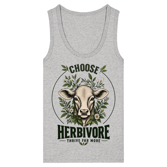 veganes, eng geschnittenes Damen Tank Top - "choose herbivore" - Bio Baumwolle - vegwear