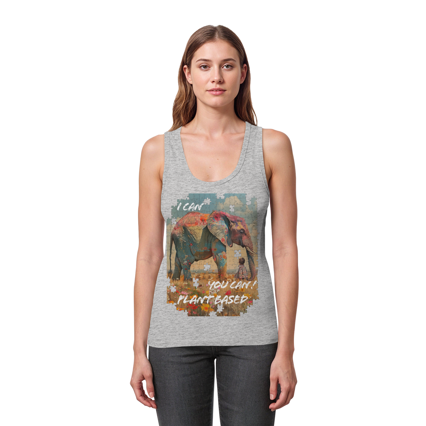vegwear "I can you can"- eng geschnittenes Damen Tank Top, bio, vegan