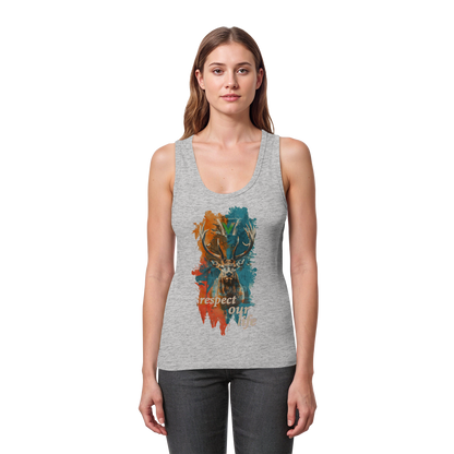 vegwear "respect our life - Hirsch" - eng geschnittenes Damen Bio Tank Top