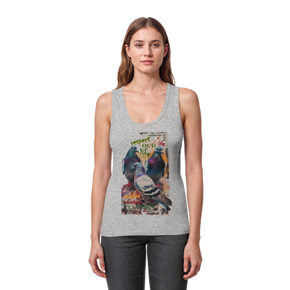 respect our life - Tauben - Kollektion dtf - Womens Organic Fitted Tank Top