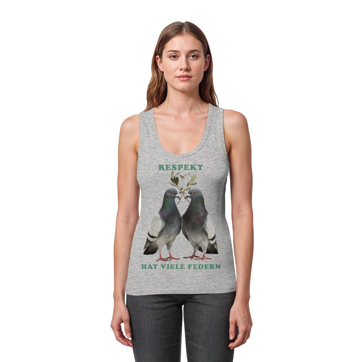 vegwear "Respekt hat viele Federn" - eng geschnittenes Damen Tank Top