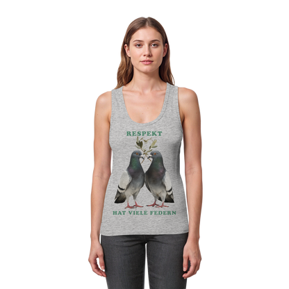 vegwear "Respekt hat viele Federn" - eng geschnittenes Damen Tank Top