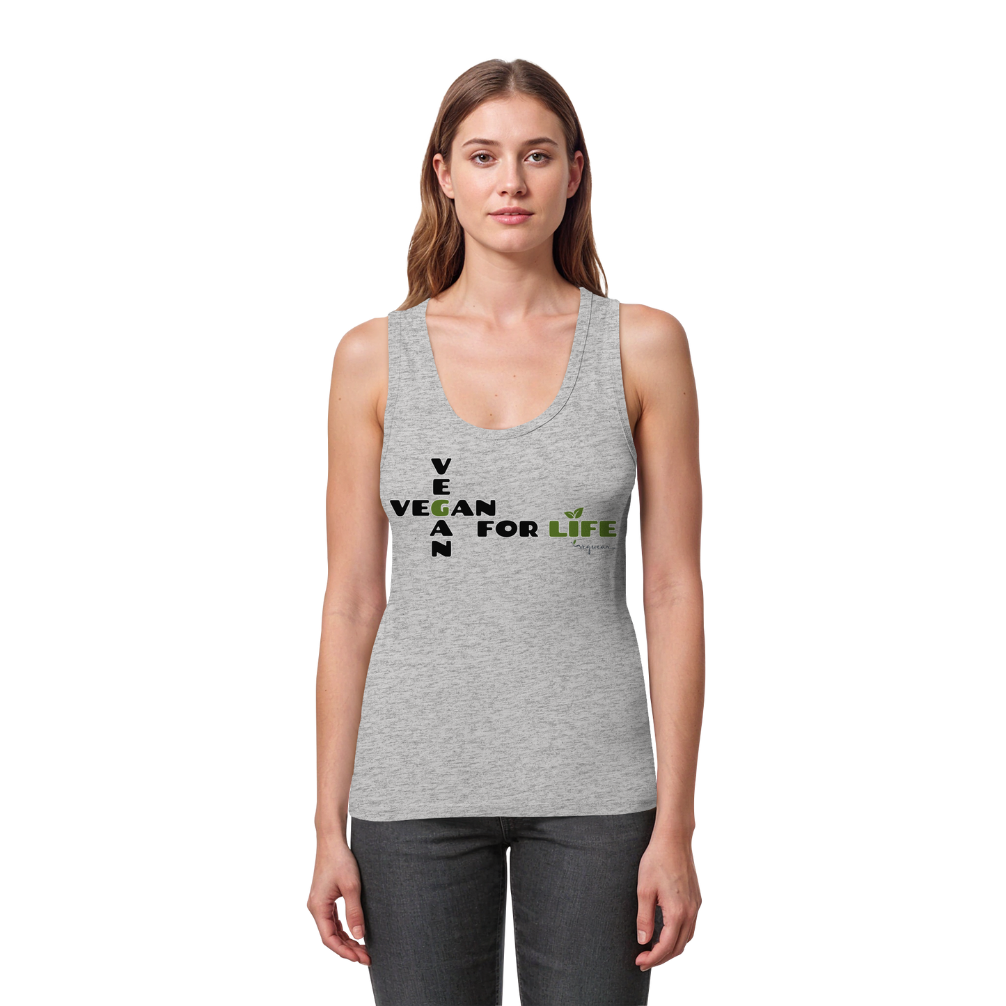 vegwear ""vegan for life - eng geschnittenes Damen Tank Top bio vegan fair