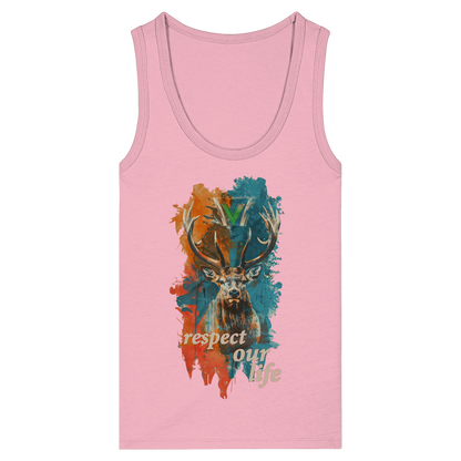 vegwear "respect our life - Hirsch" - eng geschnittenes Damen Bio Tank Top