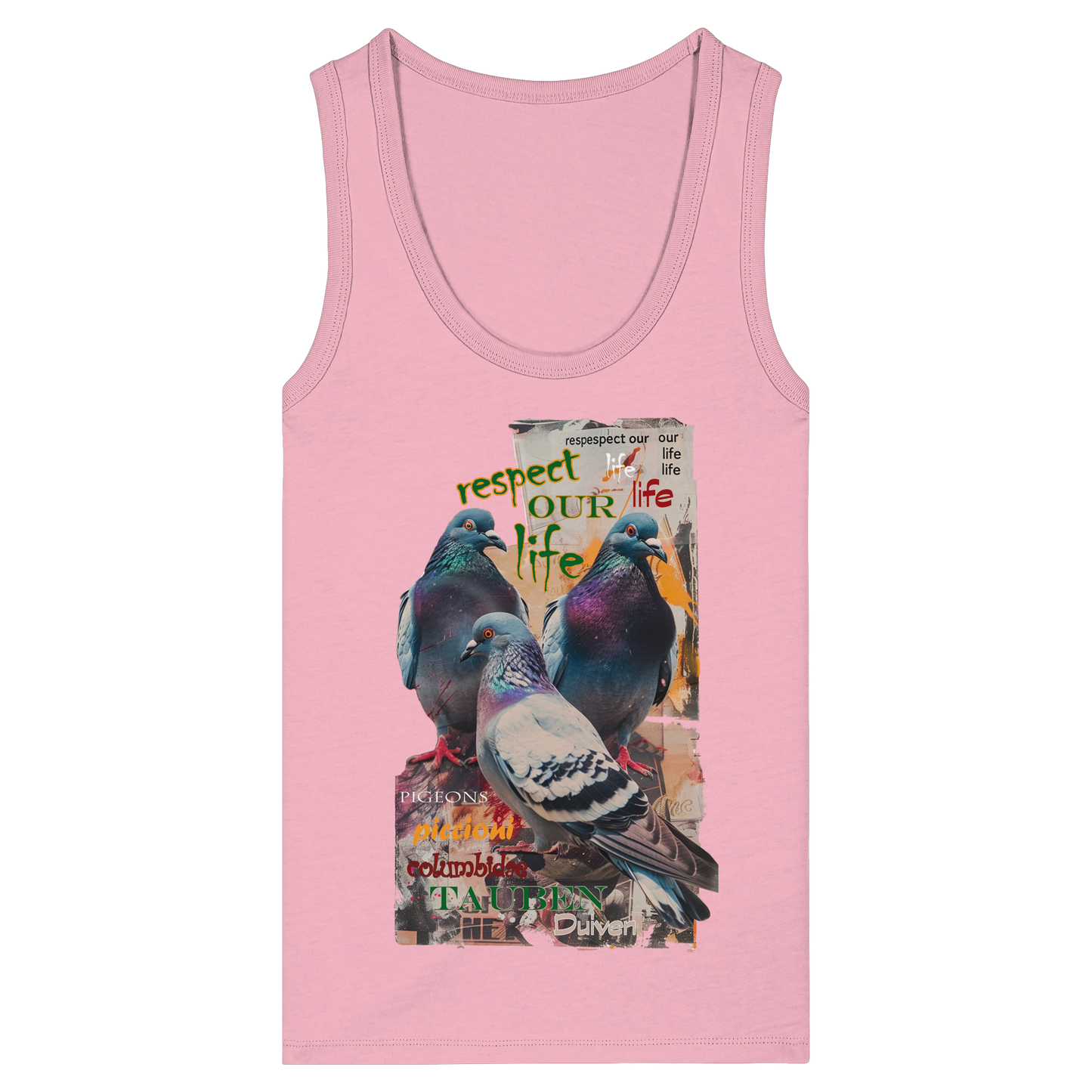 respect our life - Tauben - Kollektion dtf - Womens Organic Fitted Tank Top