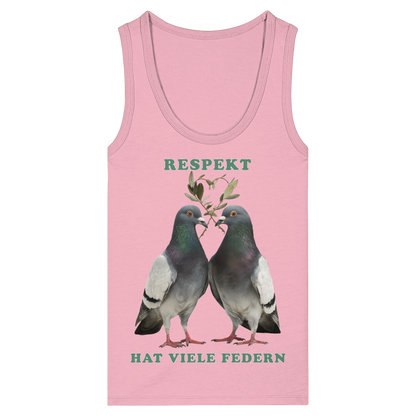 vegwear "Respekt hat viele Federn" - eng geschnittenes Damen Tank Top