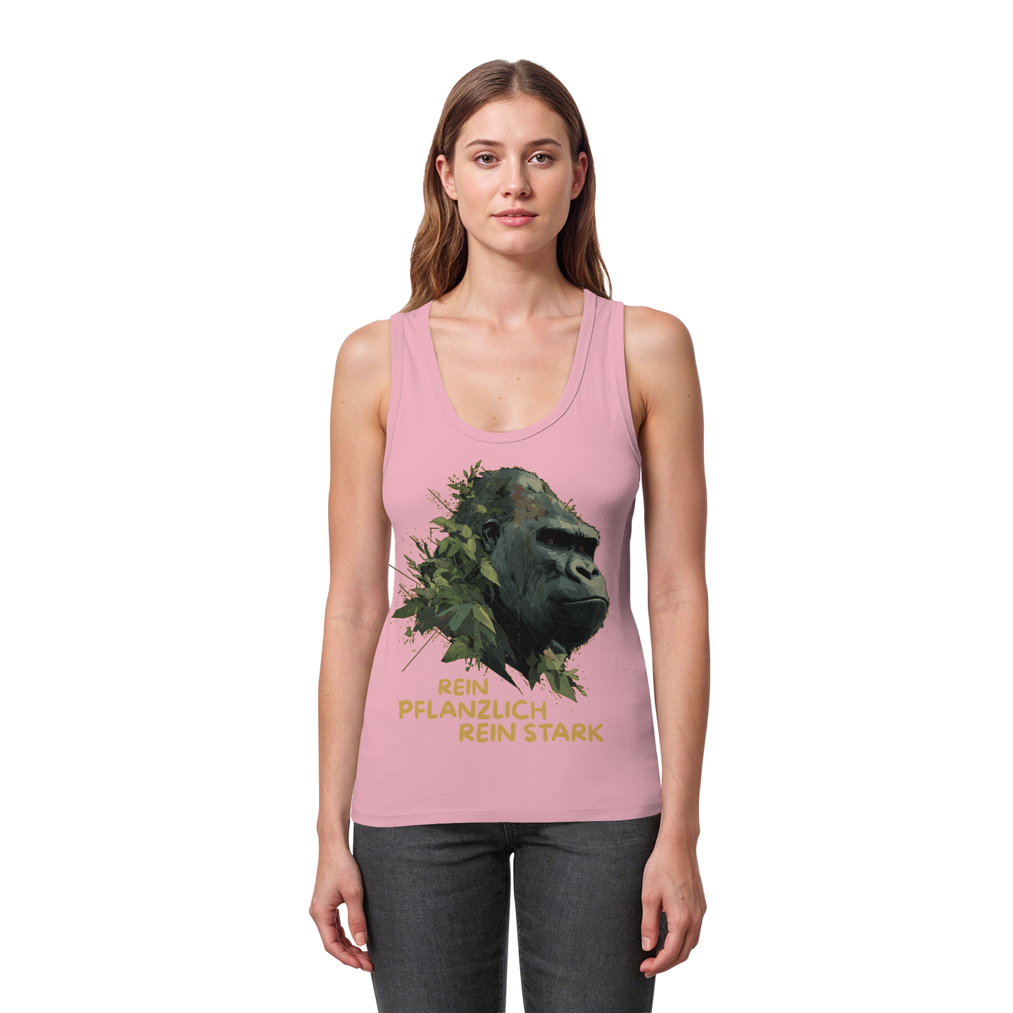 vegwear "Gorilla, rein pflanzlich rein stark" - eng geschnittenes Damen Tank Top, bio vegan