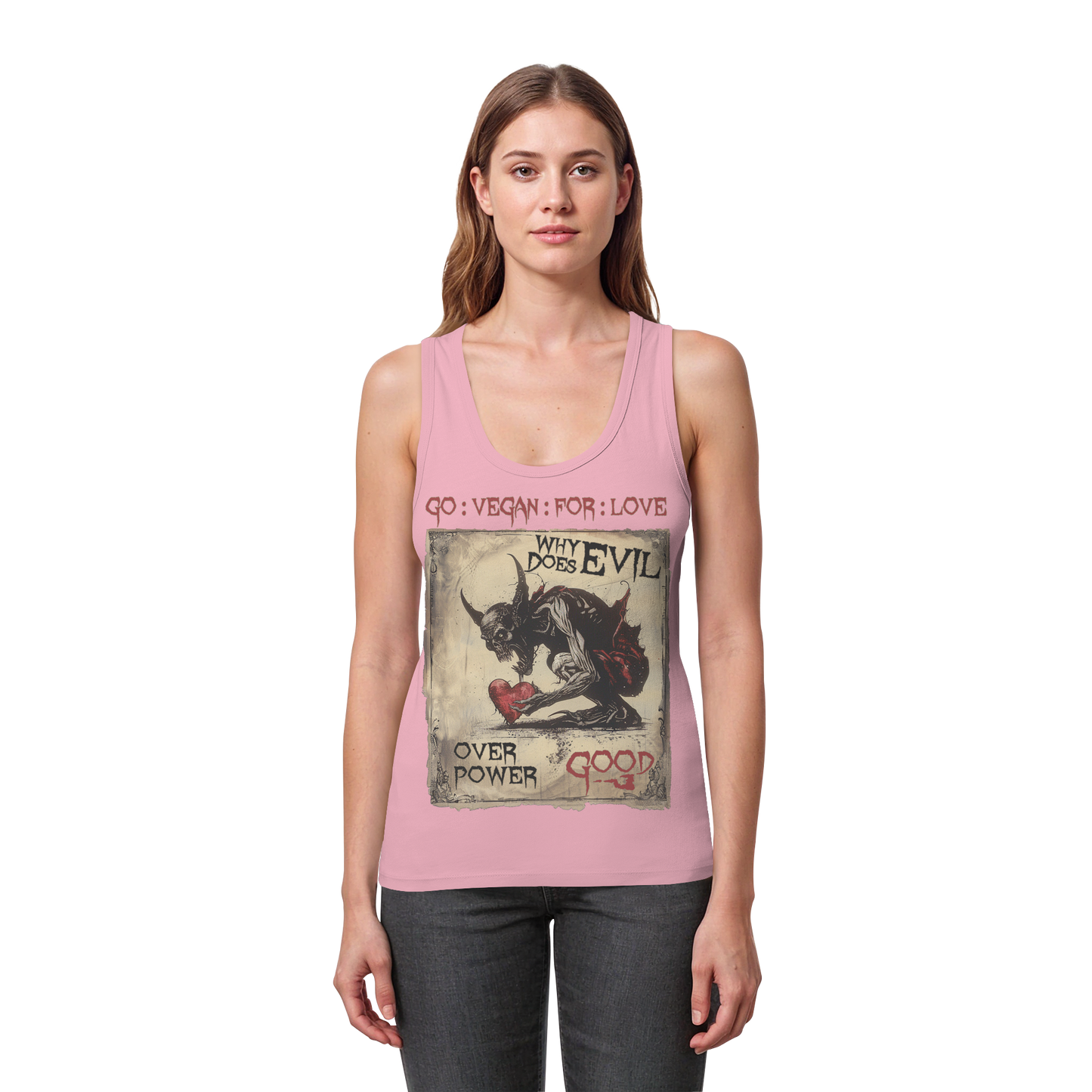 vegwear "why does evil" - Damen Bio Tank Top