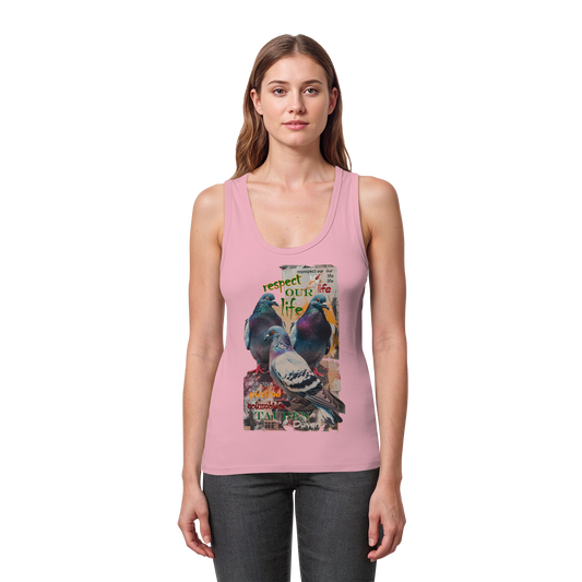 respect our life - Tauben - Kollektion dtf - Womens Organic Fitted Tank Top