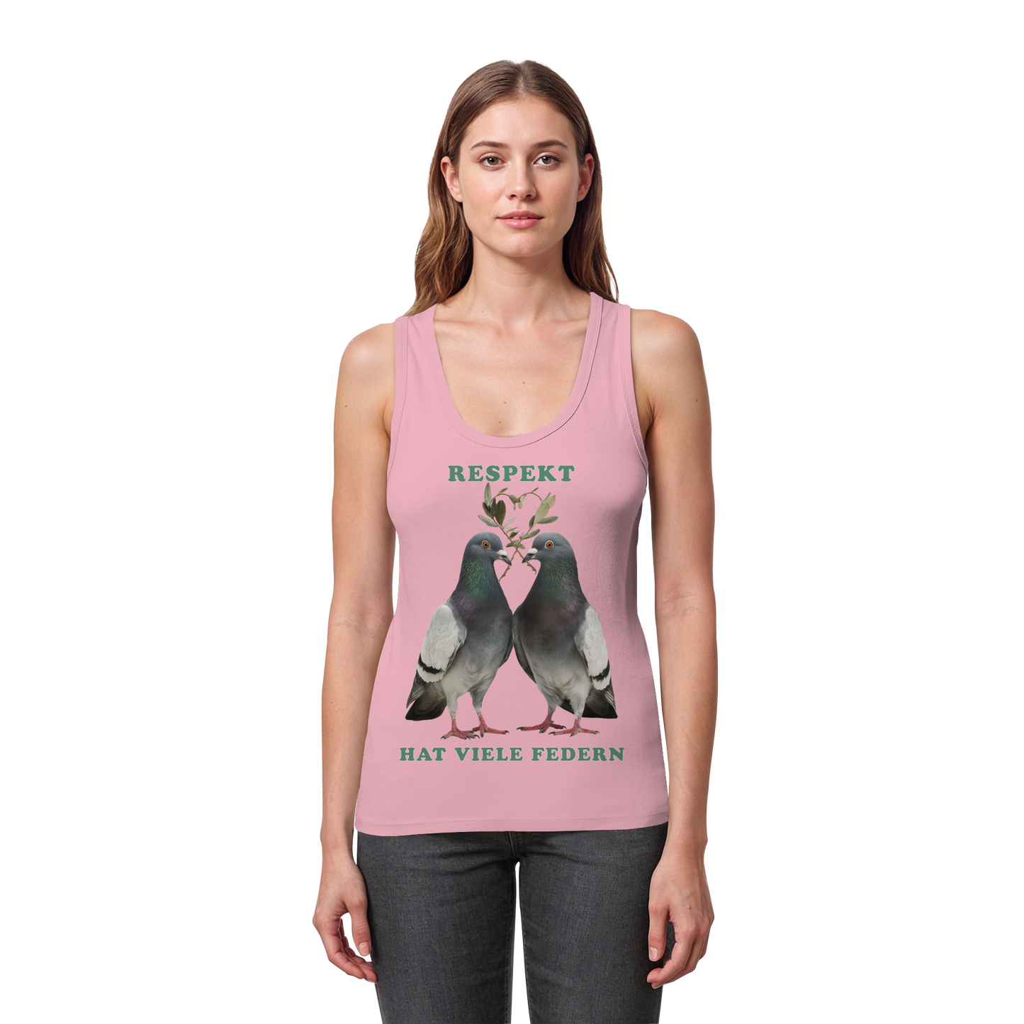 vegwear "Respekt hat viele Federn" - eng geschnittenes Damen Tank Top