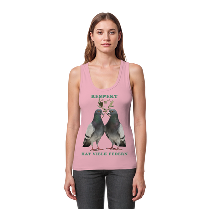 vegwear "Respekt hat viele Federn" - eng geschnittenes Damen Tank Top