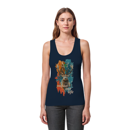 vegwear "respect our life - Hirsch" - eng geschnittenes Damen Bio Tank Top
