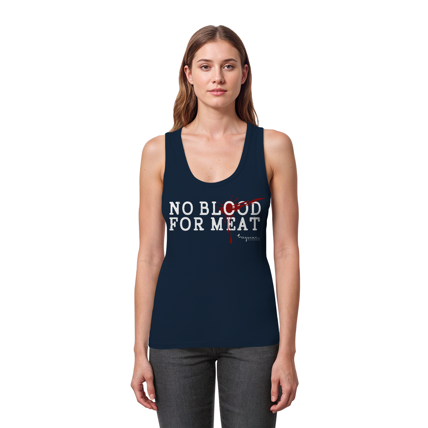vegane Statement-T-Shirt: 'no blood for meat' Tank Top | vegwear