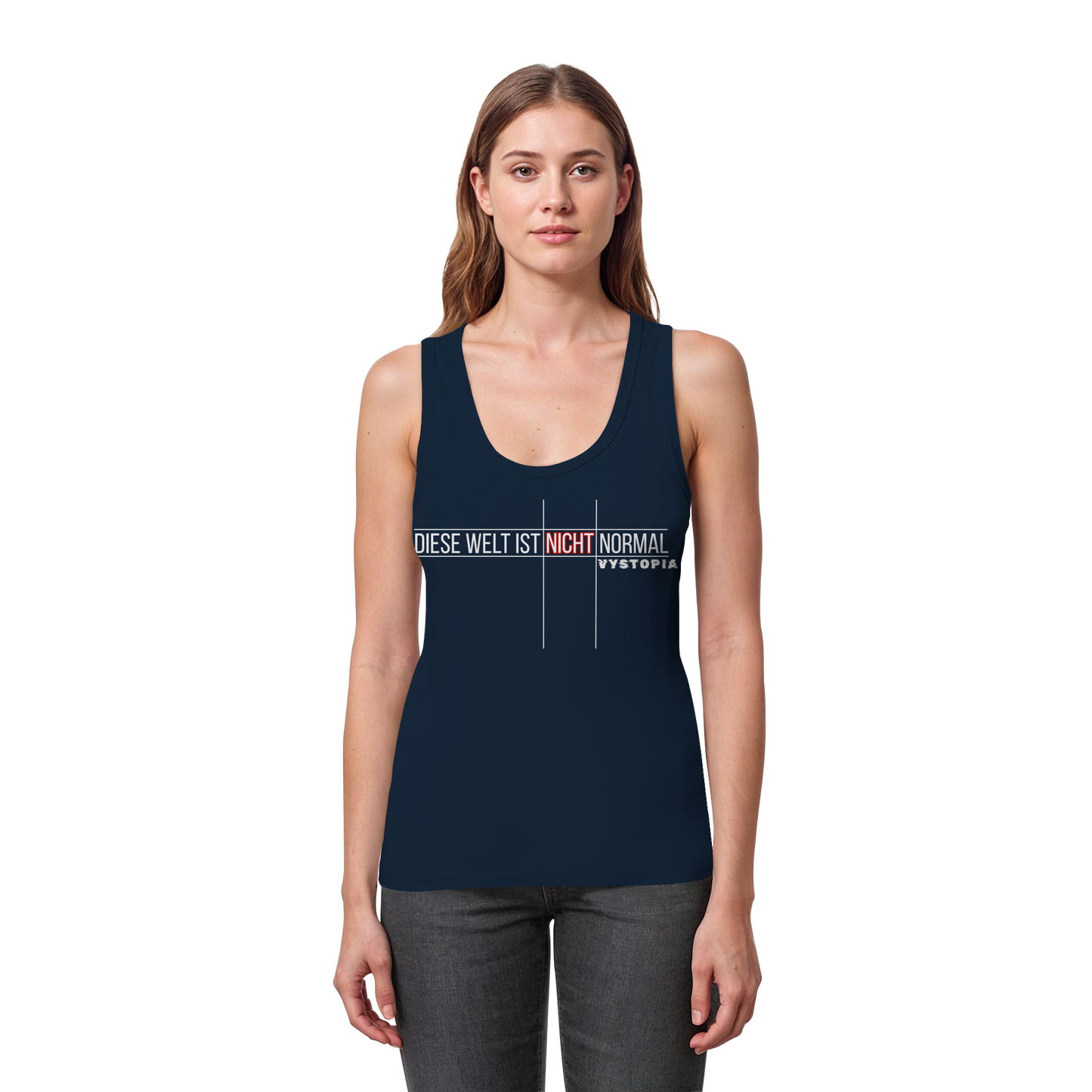 vegwear "Diese Welt ist nicht normal" - eng geschnittenes Damen Bio Tank Top