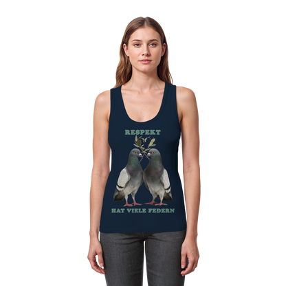 vegwear "Respekt hat viele Federn" - eng geschnittenes Damen Tank Top