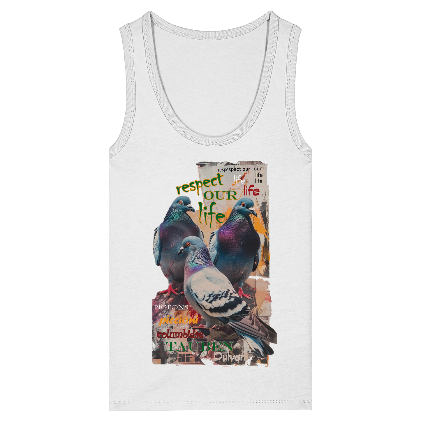 respect our life - Tauben - Kollektion dtf - Womens Organic Fitted Tank Top