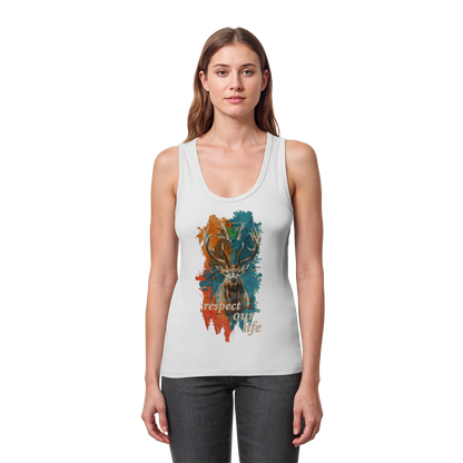 vegwear "respect our life - Hirsch" - eng geschnittenes Damen Bio Tank Top