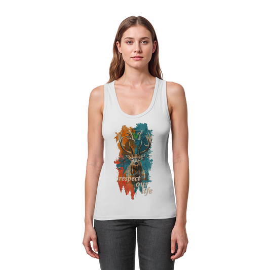 vegwear "respect our life - Hirsch" - eng geschnittenes Damen Bio Tank Top
