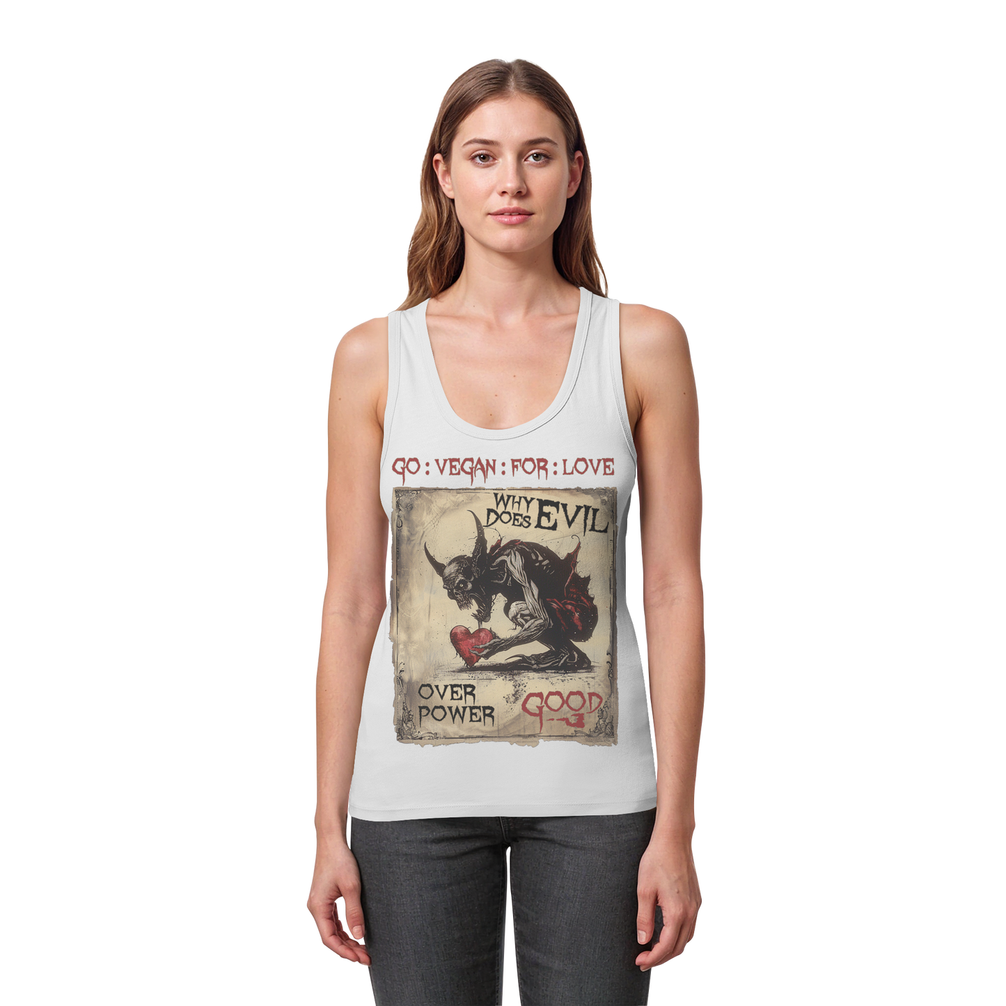 vegwear "why does evil" - Damen Bio Tank Top