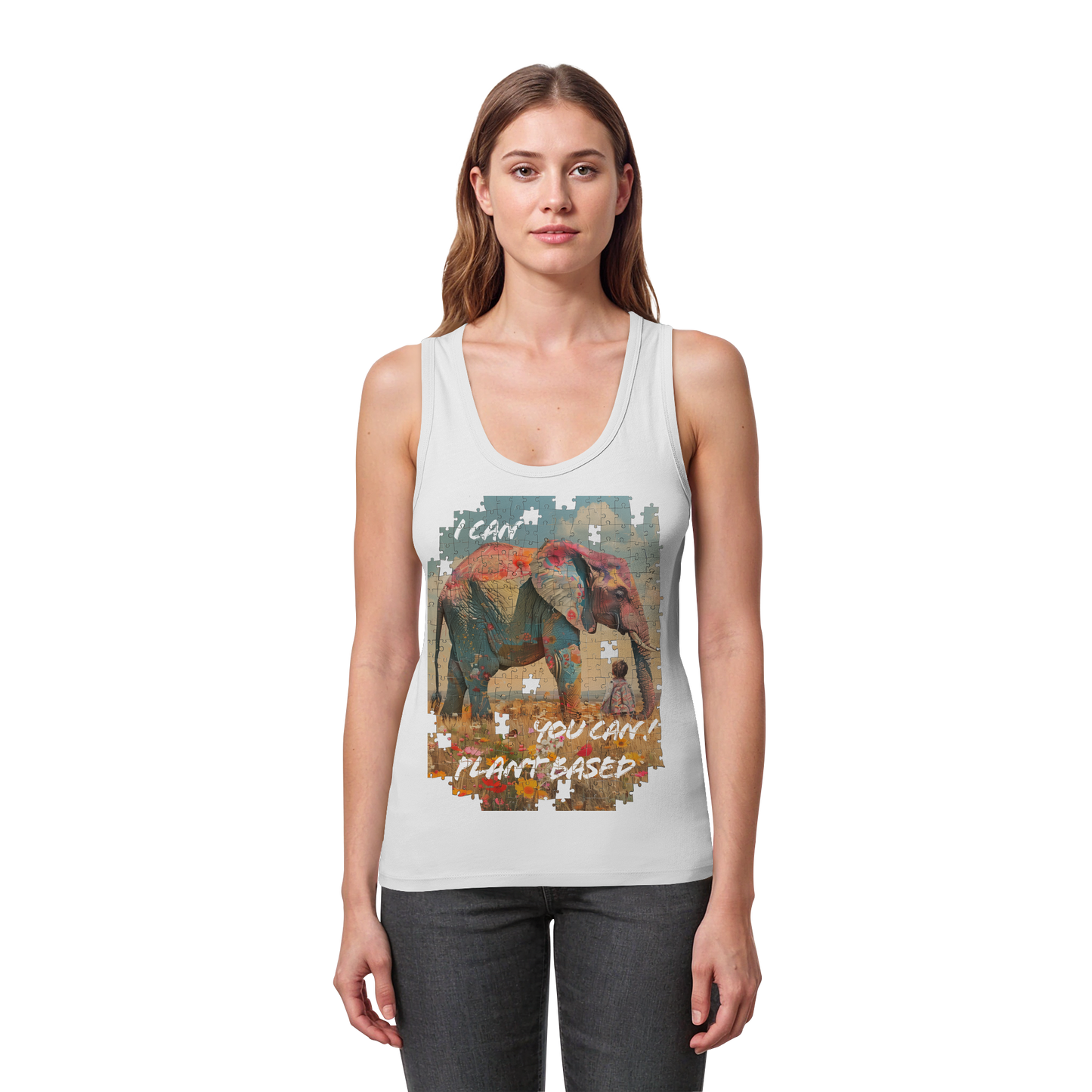 vegwear "I can you can"- eng geschnittenes Damen Tank Top, bio, vegan
