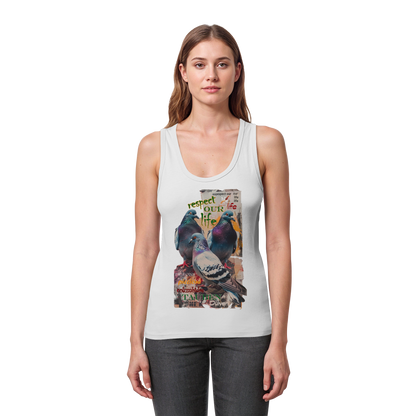 respect our life - Tauben - Kollektion dtf - Womens Organic Fitted Tank Top