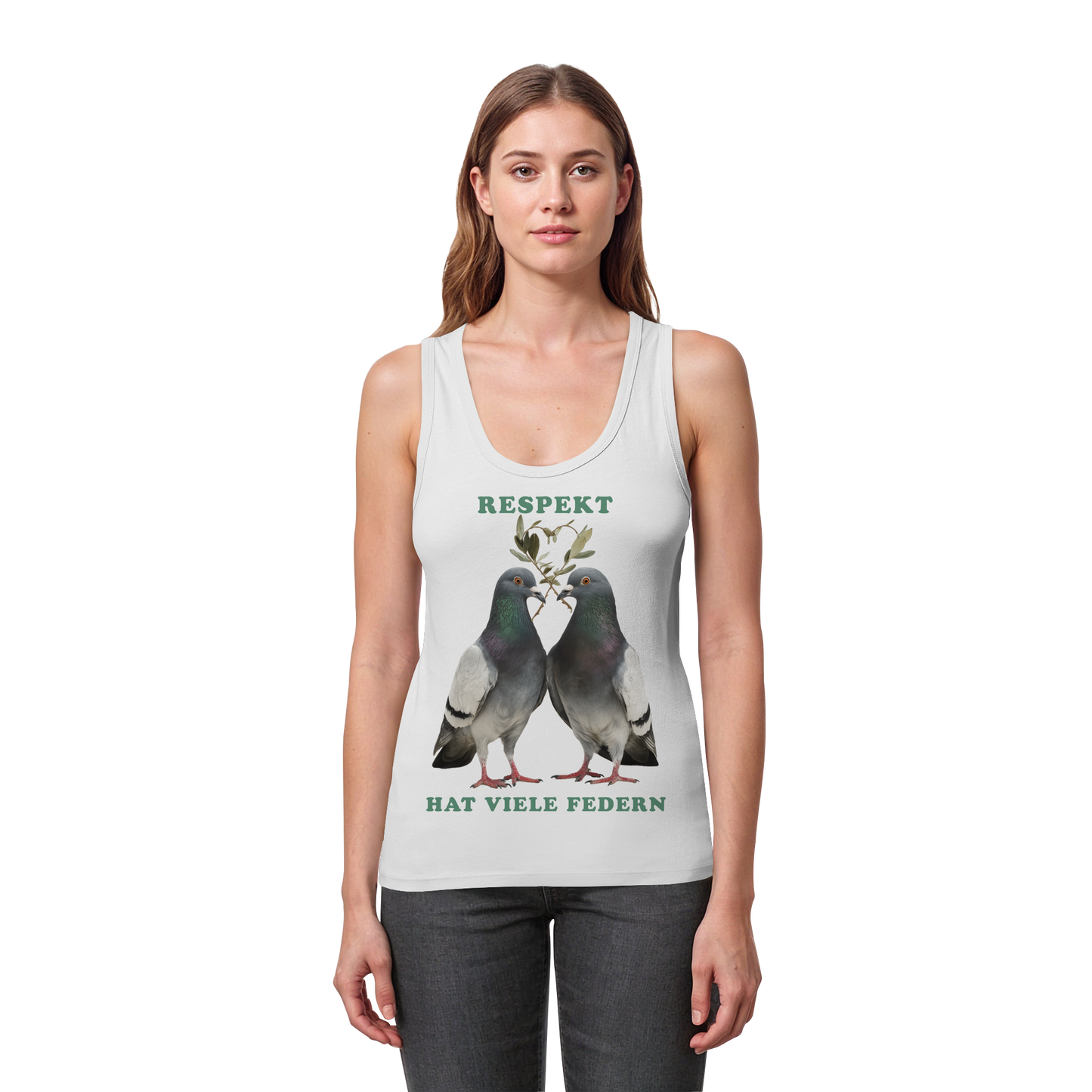 vegwear "Respekt hat viele Federn" - eng geschnittenes Damen Tank Top
