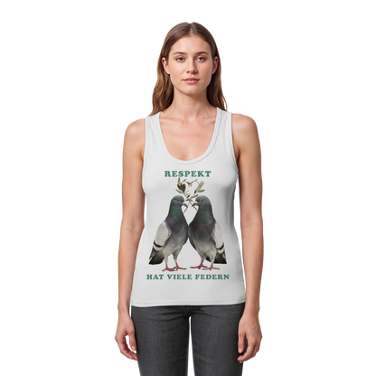 vegwear "Respekt hat viele Federn" - eng geschnittenes Damen Tank Top