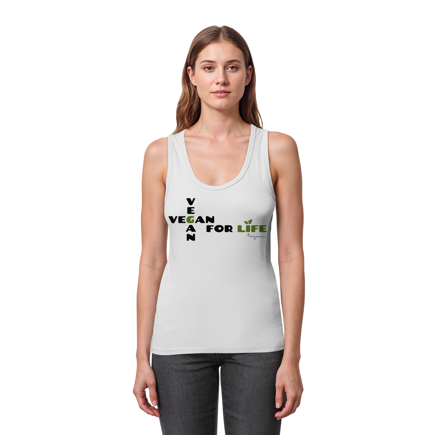 vegwear ""vegan for life - eng geschnittenes Damen Tank Top bio vegan fair