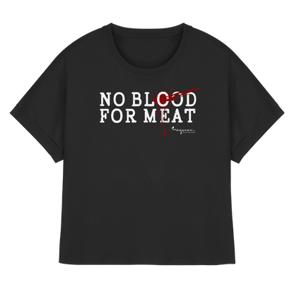 vegwear "no blood for meat" - Womens Organic Rolled Sleeves T-Shirt