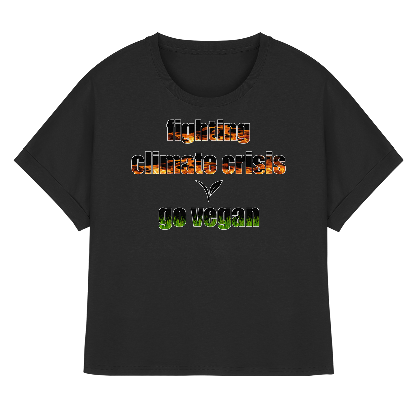 vegwear "fighting climate cirsis"- oversized Bio Damen T-Shirt mit Fledermausärmeln, vegan & klimafreundlich