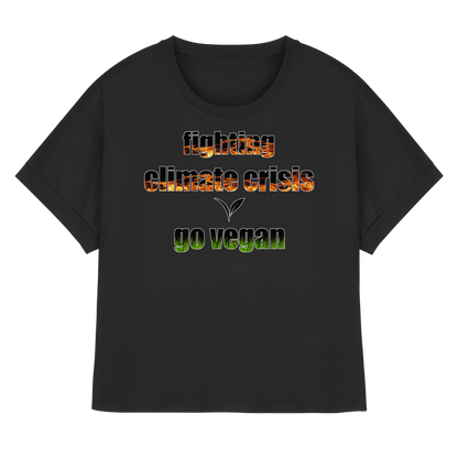 vegwear "fighting climate cirsis"- oversized Bio Damen T-Shirt mit Fledermausärmeln, vegan & klimafreundlich