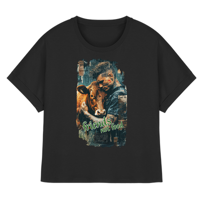 vegwear "friends not food" - oversized Damen Bio T-Shirt mit Fledermausärmel