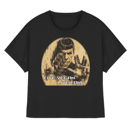 Motiv "live vegan live long" - oversized Damen Bio T-Shirt