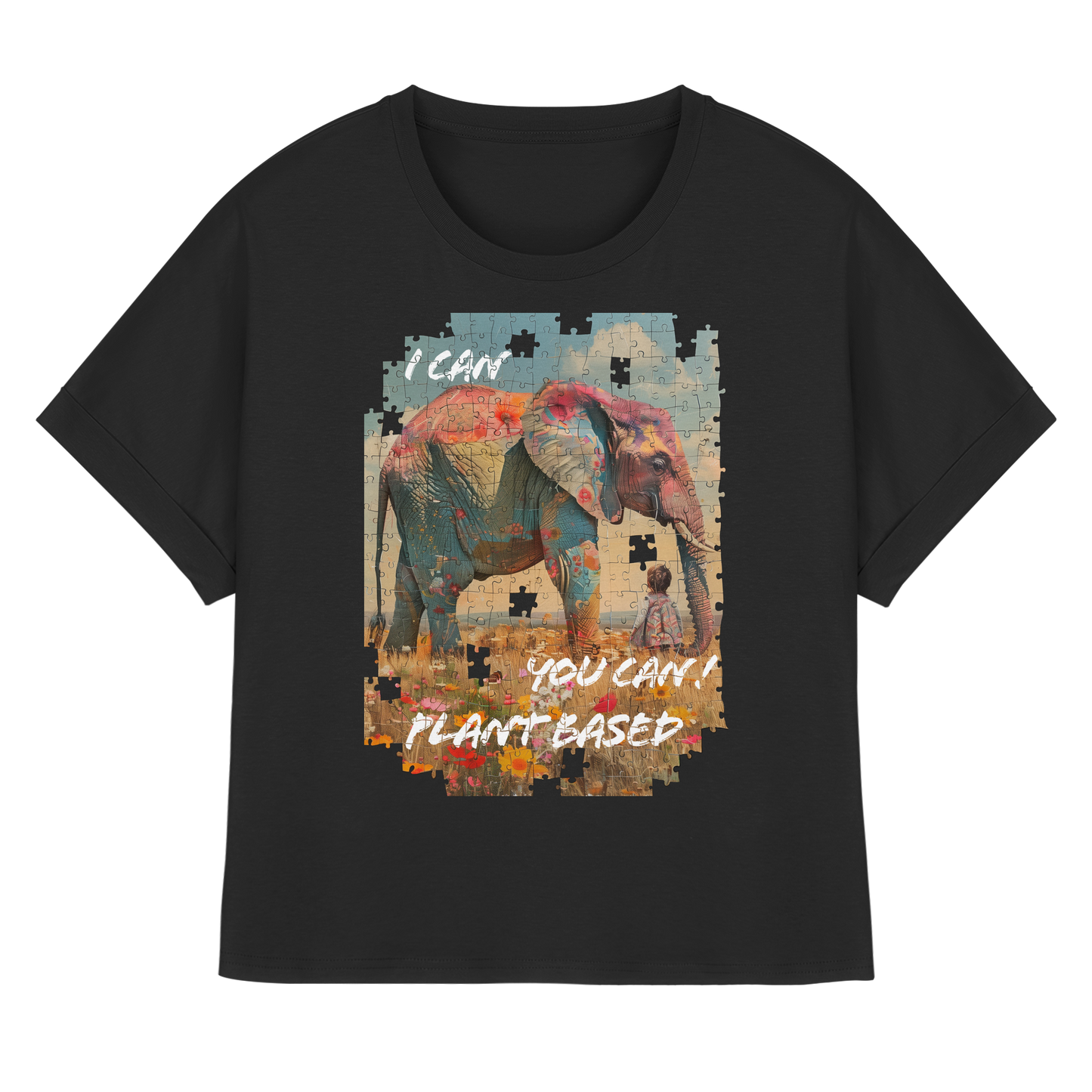 vegwear "I can you can"- oversized Damen T-Shirt mit Fledermausärmel, bio, vegan