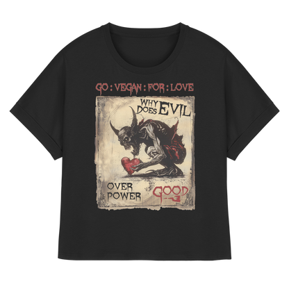 vegwear "why does evil" - oversized Damen Bio T-Shirt mit Fledermausärmel