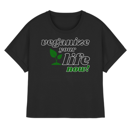 vegwear "veganize your life" - oversized women's T-shirt with batwing sleeves, organic, vegan, sustainable