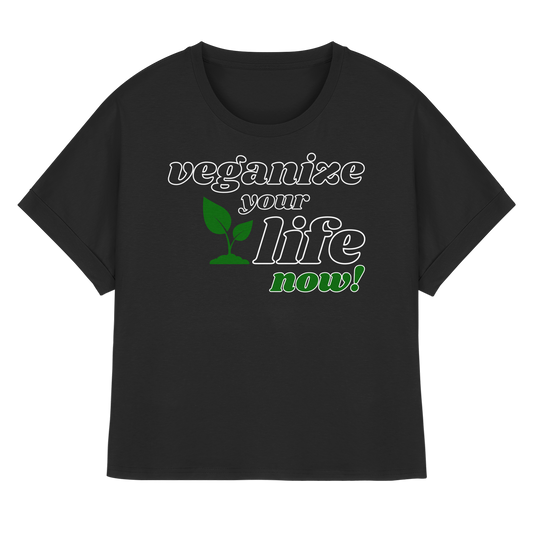vegwear "veganize your life"  - oversized Damen T-Shirt mit Fledermausärmel, bio, vegan, nachhaltig
